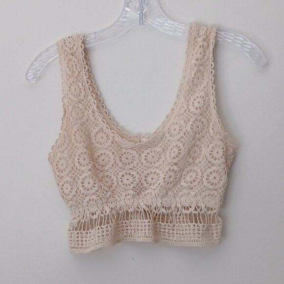 Kimchi Blue Natural 100% Cotton Beautiful Boho Crochet Camisole Tank Top XS - Picture 9 of 9